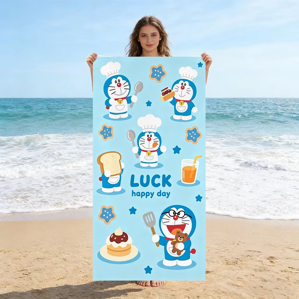 Aquarium Zombie - Doraemon Beach Towel Purple Ghost Flat