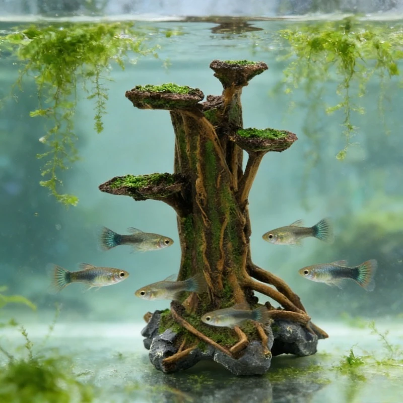 Artificial Moss Tree Driftwood - Planted Aquarium Moss review and price